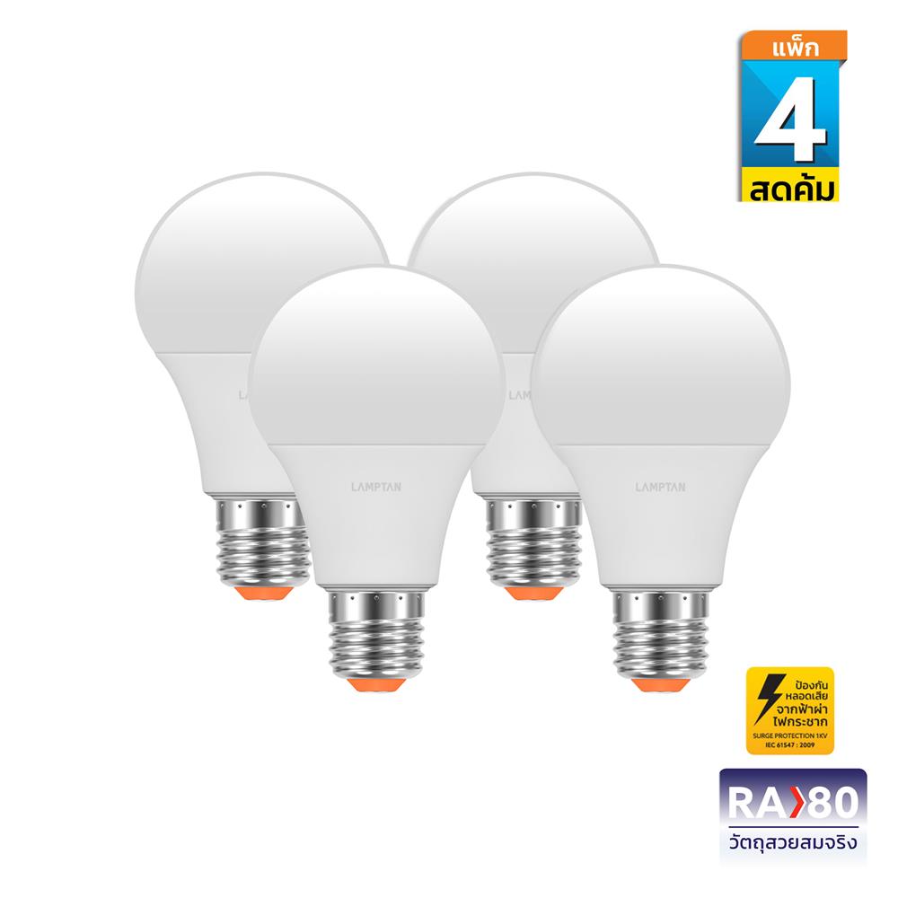 หลอด LED LAMPTAN A60 BULB 10 วัตต์ DAYLIGHT E27 (แพ็ก 4 ชิ้น)