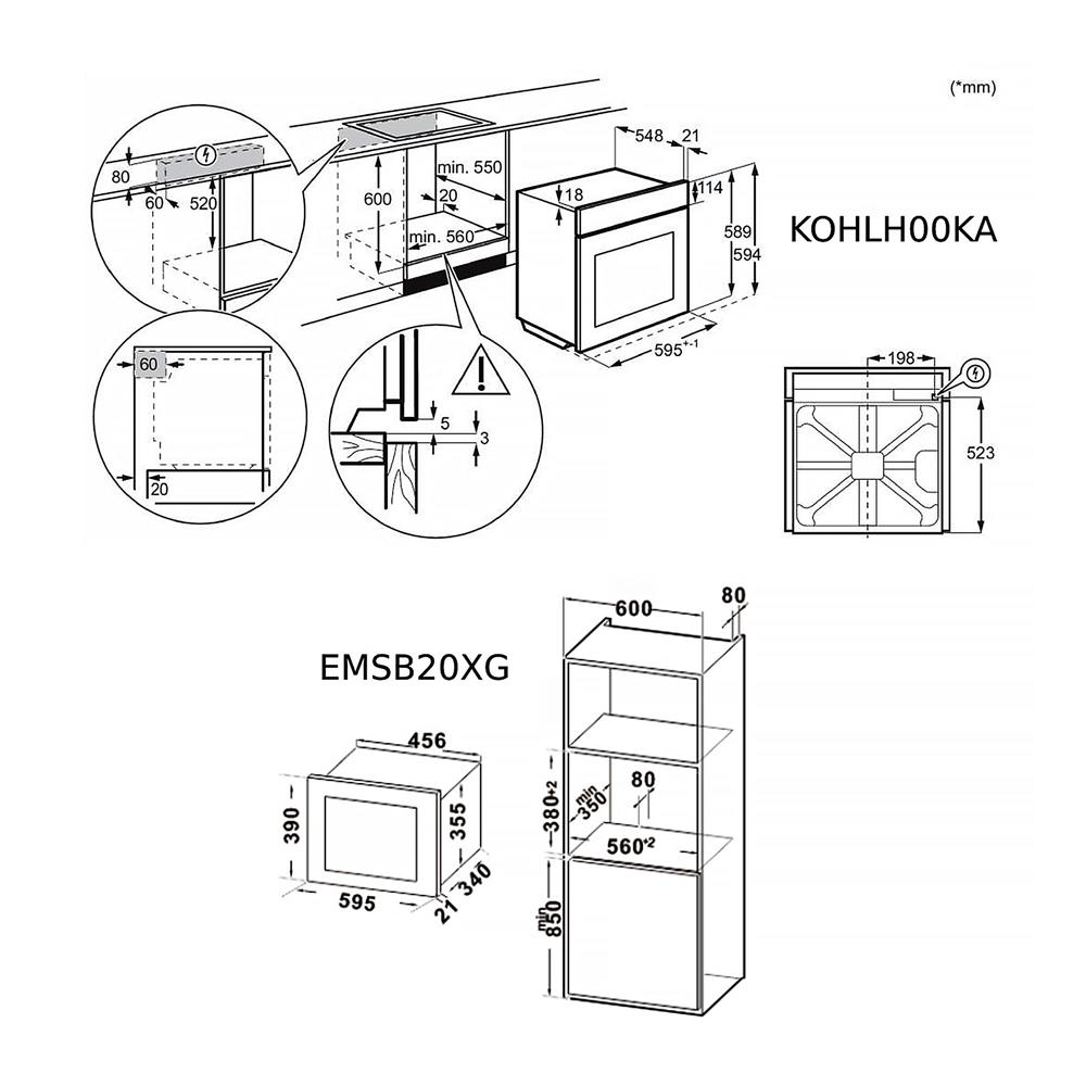 ไมโครเวฟฝัง+เตาอบฝัง ELECTROLUX EMSB20XG+KOHLH00KA