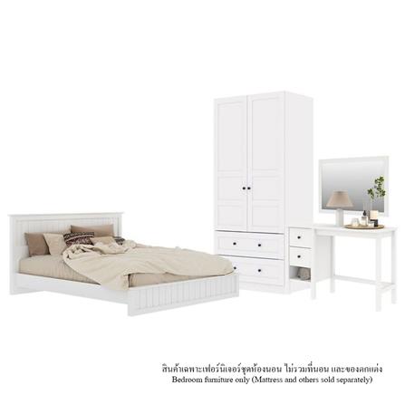ชุดห้องนอน 6 ฟุต KONCEPT MONETA พร้อมตู้เสื้อผ้า 2 บานเปิด 2 ลิ้นชัก 90 ซม. สีขาว_0