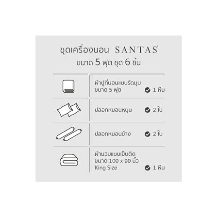 ชุดผ้าปูที่นอน 5 ฟุต 6 ชิ้น SANTAS HOVER สีเทา_6