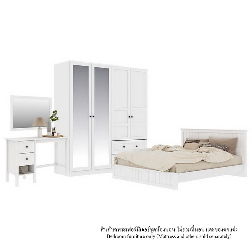 ชุดห้องนอน 6 ฟุต KONCEPT MONETA พร้อมตู้บานเปิด 180 ซม. สีขาว