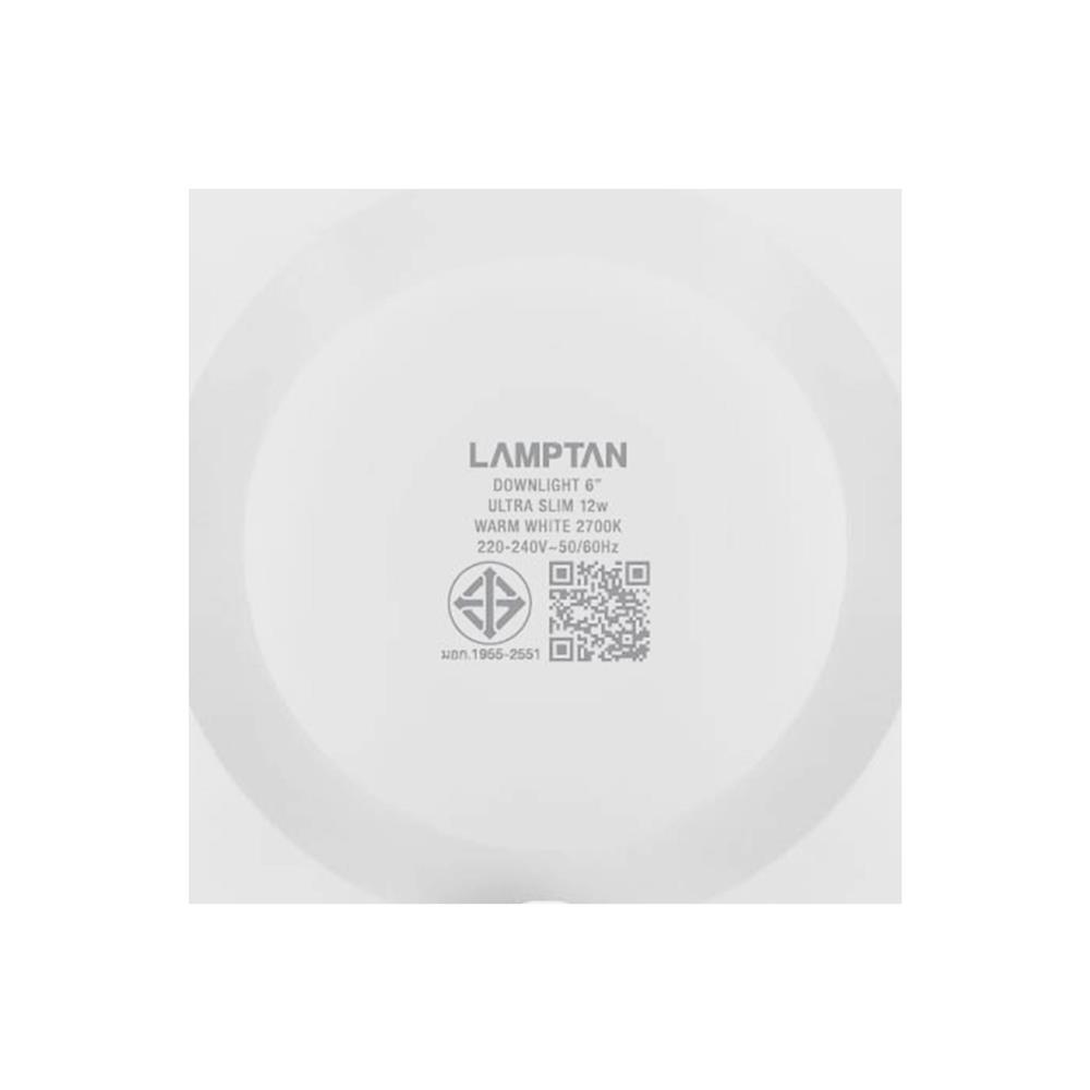 ดาวน์ไลท์ LED LAMPTAN CLICK&GO 12 วัตต์ WARMWHITE 6 นิ้ว สีขาว กลม