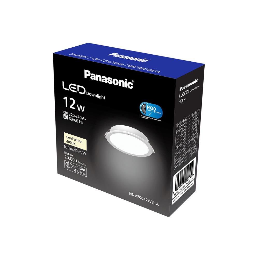 ดาวน์ไลท์ LED PANASONIC NNV70047WE1A 12 วัตต์ COOLWHITE 5 นิ้ว สีขาว กลม