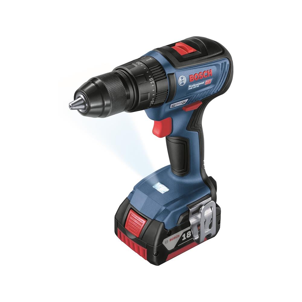 สว่านกระแทกไร้สาย (พร้อมแบตเตอรี่) BOSCH GSB18V-50 (2AH) 18 โวลต์