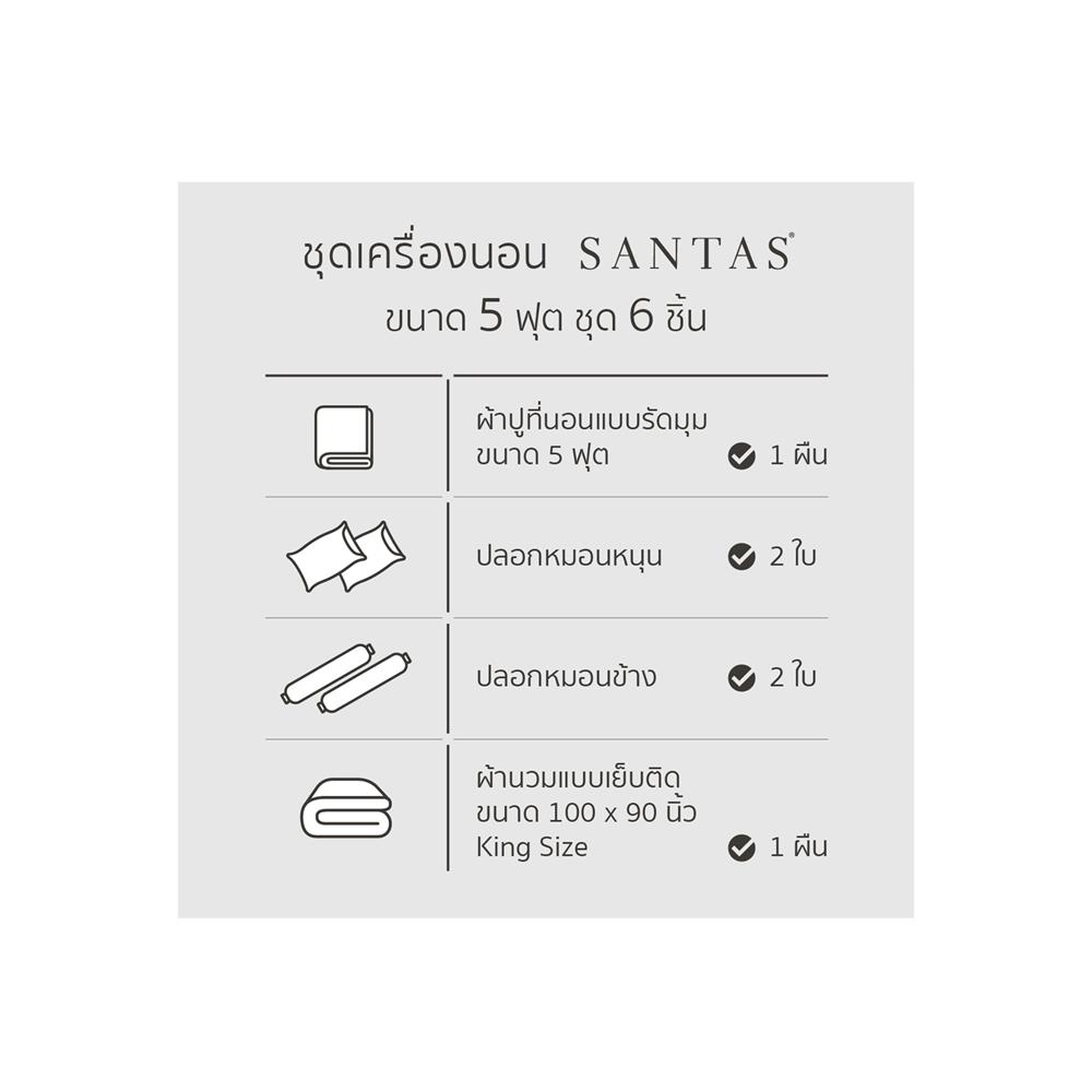 ชุดผ้าปูที่นอน 5 ฟุต 6 ชิ้น SANTAS CHIRPY สีชมพู