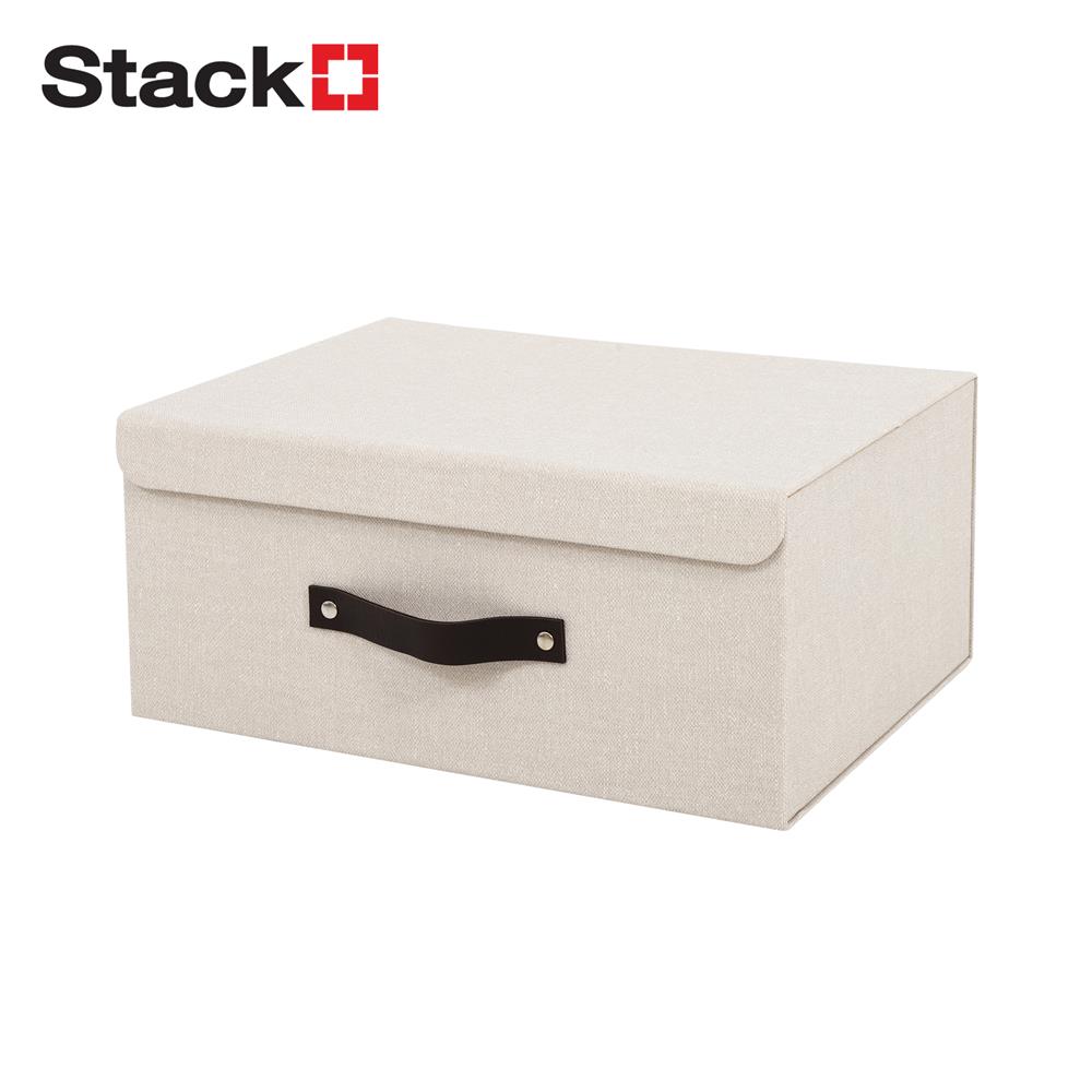 กล่องฝาเปิดผ้า M STACKO HOME 35x27x15.5 ซม. สีครีม_1