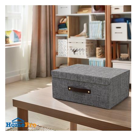 กล่องฝาเปิดผ้า STACKO HOME SIZE M 35X27X15.5 ซม. สีเทา_4