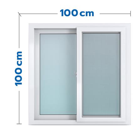 หน้าต่างบานเลื่อน UPVC HOFFEN 100X100 ซม. สีขาว_0