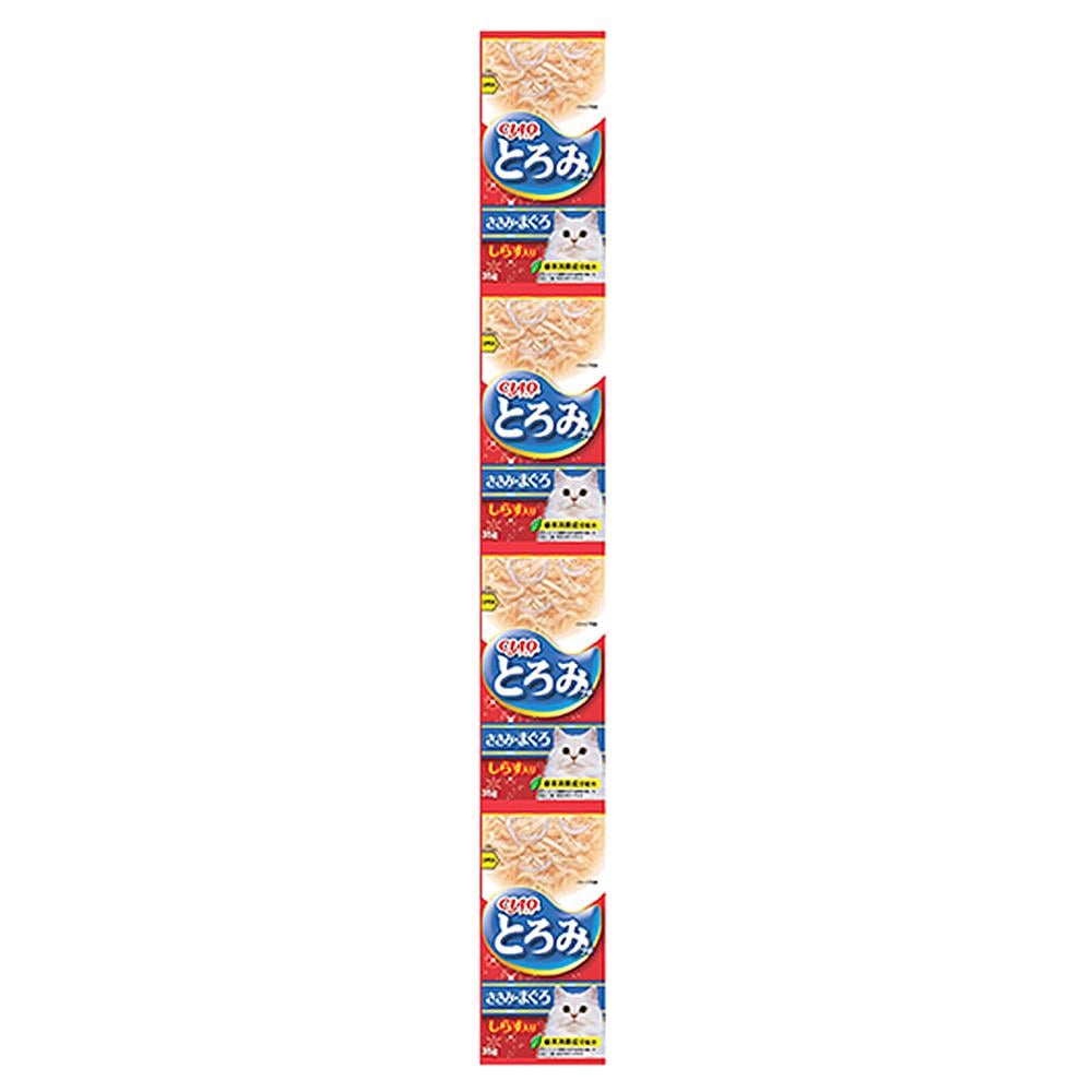 อาหารเปียก CIAO TOROMI POUCH CHICKEN TUNA KATSUO แพ็ก 4 ชิ้น