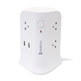 รางปลั๊กไฟทาวเวอร์ 6 ช่อง 2 สวิตช์ 4 USB ELECKTA 3 ม. สีขาว
