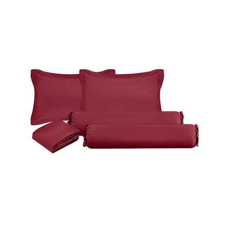 ชุดผ้าปูที่นอน 5 ฟุต 5 ชิ้น LOTUS ATTITUDE BURGUNDY_1