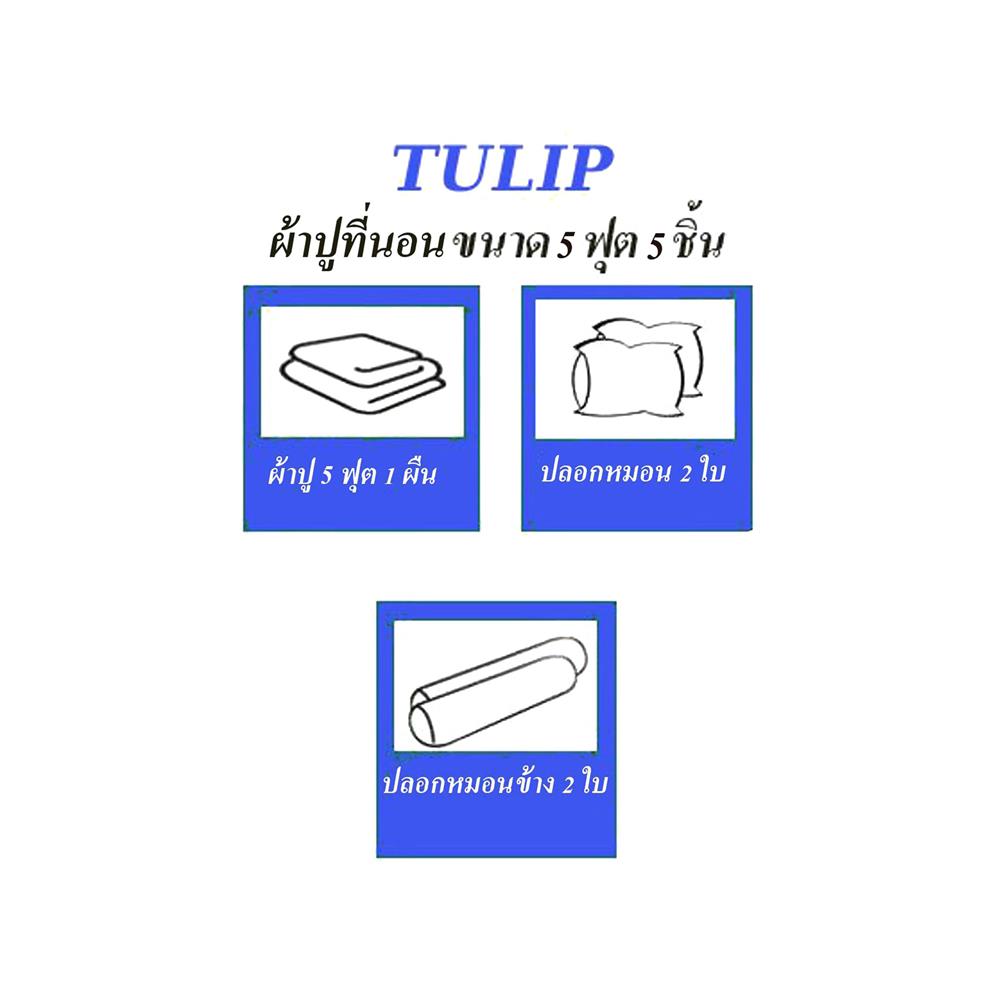 ชุดผ้าปูที่นอน 5 ฟุต 5 ชิ้น TULIP IN THE MOMENT 60050-DL408