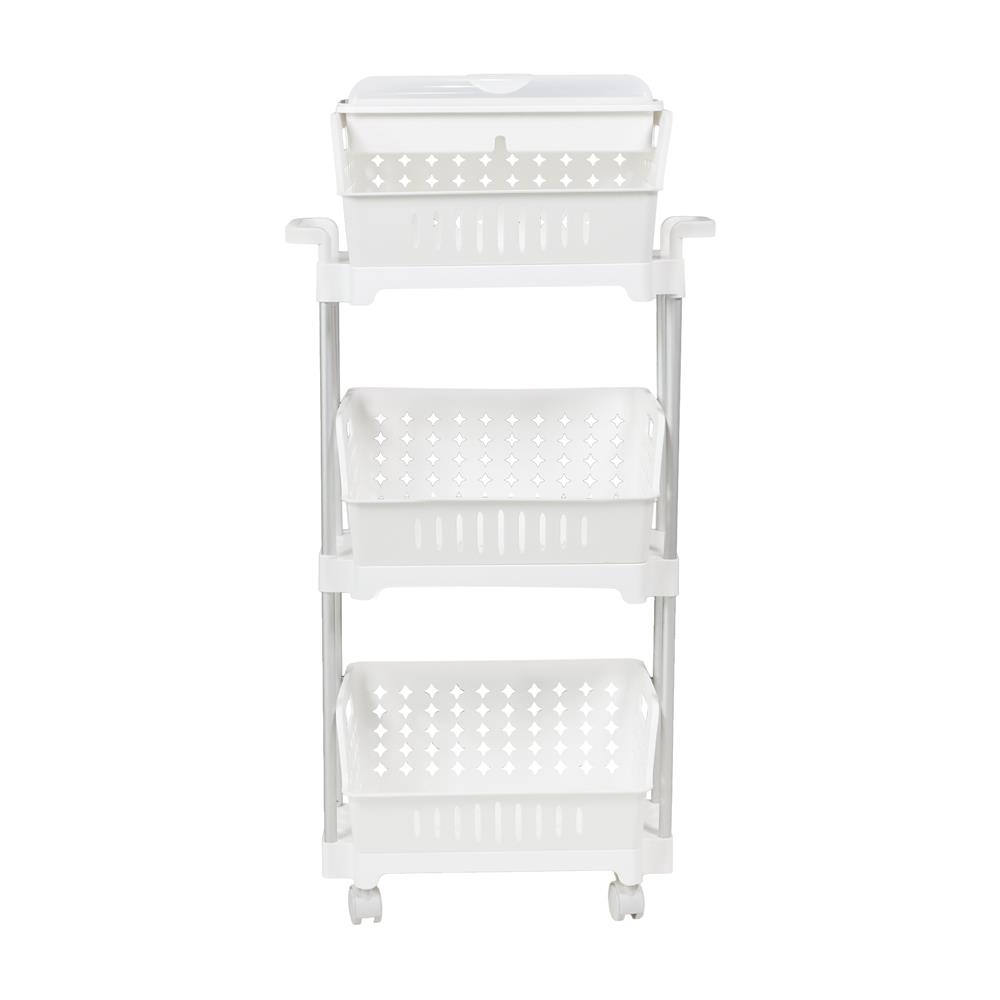 ชั้นตะกร้าวางของ 3 ชั้น มีล้อ KECH WAGON 45.5X24.5X91 ซม. สีขาว