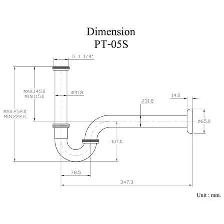 ท่อน้ำทิ้งอ่างล้างหน้าพีแทรป HANG PT-05S 35 ซม._1
