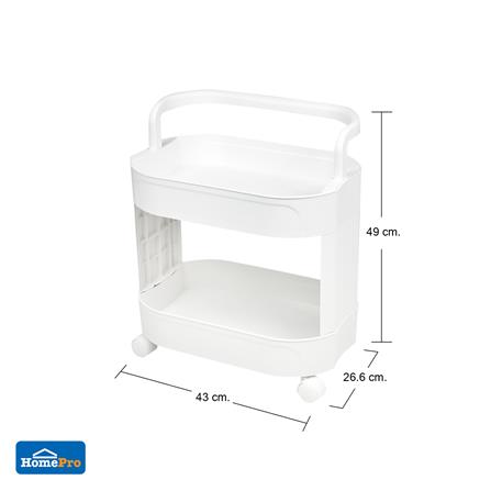 ชั้นวางของ 2 ชั้น มีล้อ STACKO NEO 43x26.6x49 ซม. สีขาว_5