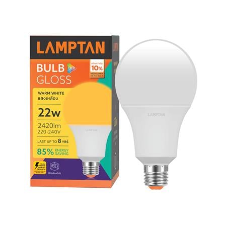 หลอด LED LAMPTAN A80 BULB GLOSS 22 วัตต์ WARM WHITE E27_1