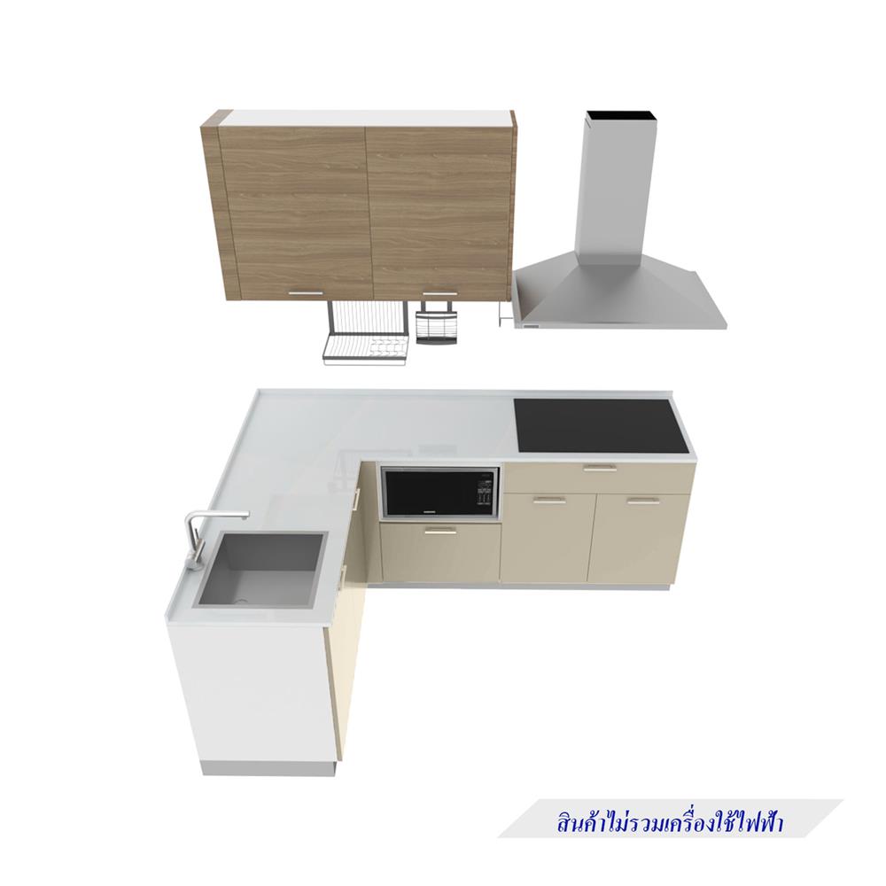 ครัวไม้สำเร็จ STARMARK CONTE L220H_L ท็อปขาว