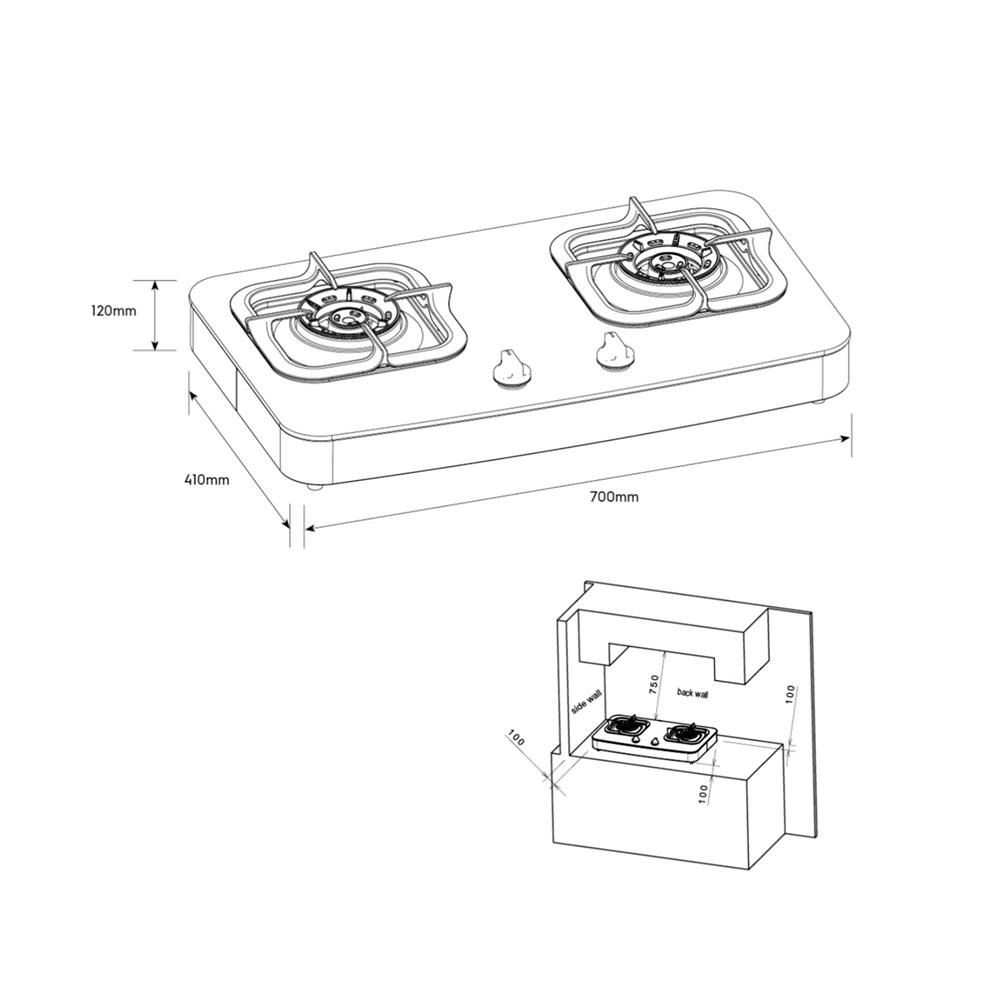 เตาแก๊สตั้งโต๊ะ 2 หัวแก๊ส ELECTROLUX ETG7276GKR