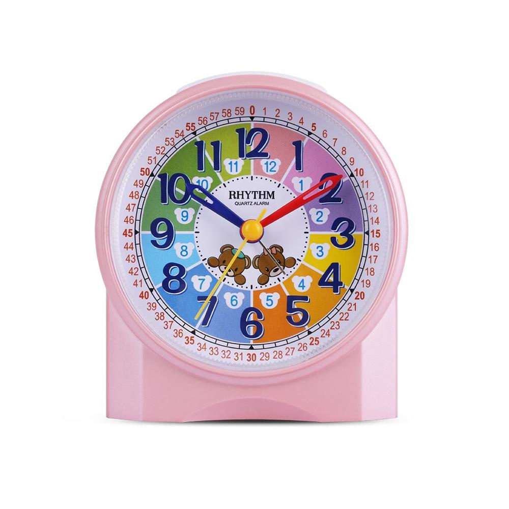 นาฬิกาตั้งโต๊ะพลาสติก RHYTHM CRE827NR13 4X3.5 นิ้ว สีชมพู