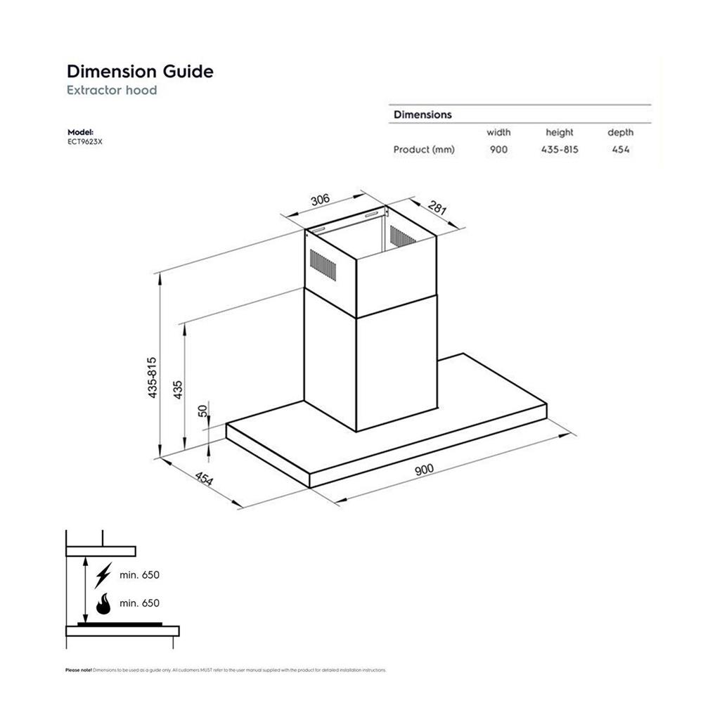 เครื่องดูดควันกระโจม ELECTROLUX ECT9623X 90 ซม.