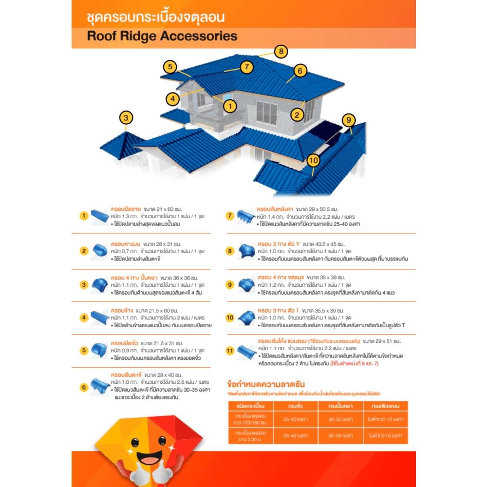 ครอบสันหลังคา จตุลอน ตราเพชร สีขาวงาช้าง