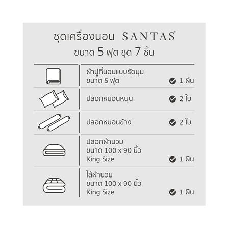 ชุดผ้าปูที่นอน 5 ฟุต 7 ชิ้น SANTAS LAVALIER BI_6
