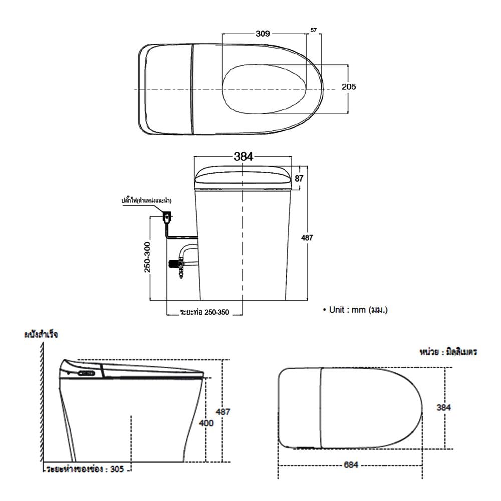 สุขภัณฑ์อัตโนมัติ AMERICAN STANDARD 2070-WT-9 4.8 ลิตร สีขาว
