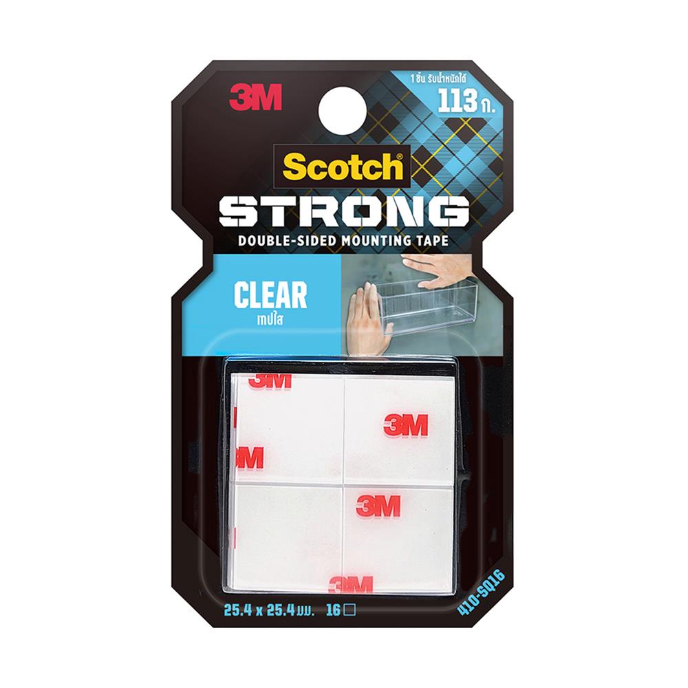 เทปกาว 2 หน้า แรงยึดติดสูงชนิดใส 3M 25 มม. x 25 มม.