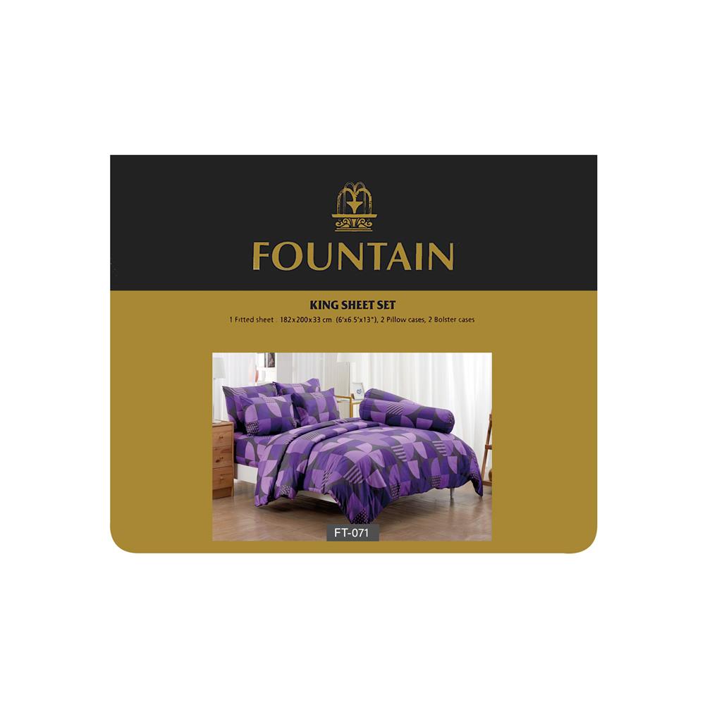 ชุดผ้าปูที่นอน 6 ฟุต 5 ชิ้น FOUNTAIN PRINTED 70106-FT071