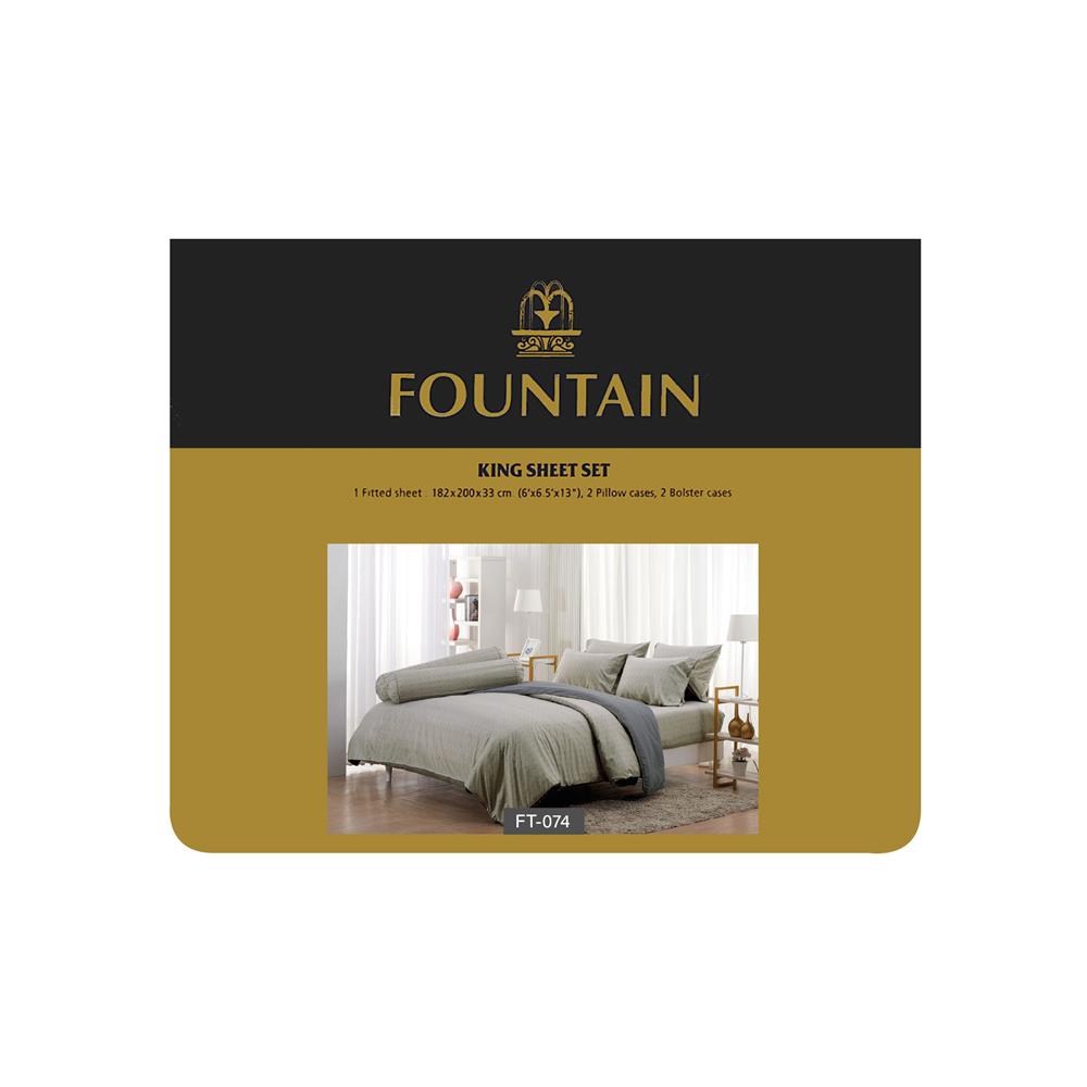 ชุดผ้าปูที่นอน 6 ฟุต 5 ชิ้น FOUNTAIN PRINTED 70106-FT074