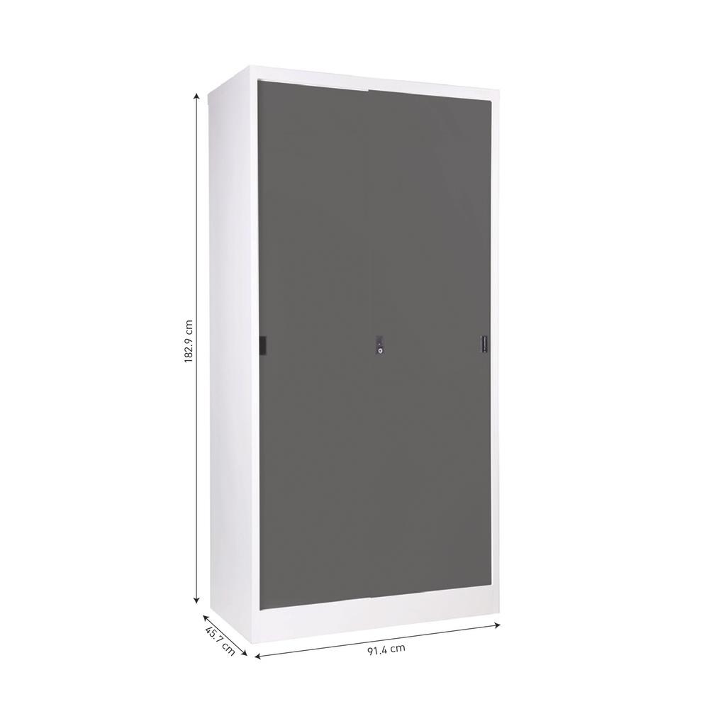 ตู้เหล็กบานเลื่อนทึบ KIOSK TM-90 สีขาว/สีเทา