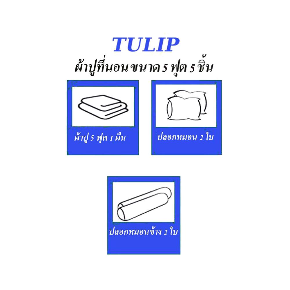 ชุดผ้าปูที่นอน 5 ฟุต 5 ชิ้น TULIP DELIGHT 60057-DL535