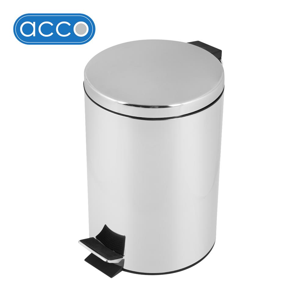ถังขยะเหยียบกลม ACCO SILVEY 12 ลิตร สีเงิน