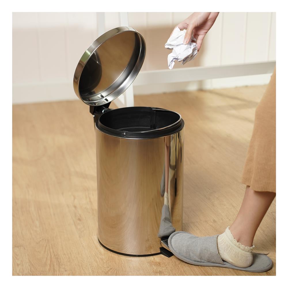 ถังขยะเหยียบกลม ACCO SILVEY 12 ลิตร สีเงิน