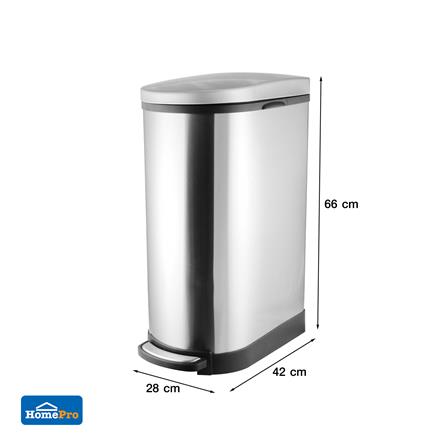 ถังขยะเหยียบทรงสูง ACCO HARDY 40 ลิตร สีเงิน_6