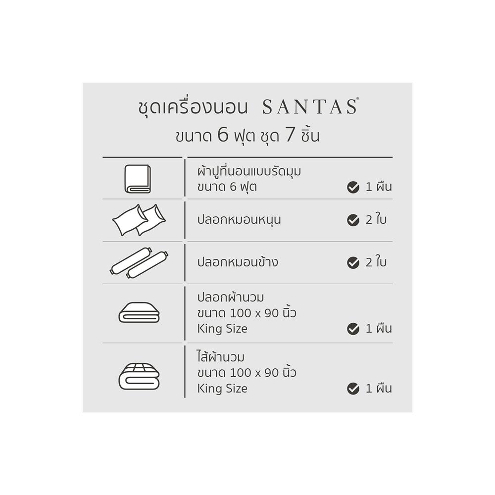 ชุดผ้าปูที่นอน 6 ฟุต 7 ชิ้น SANTAS JOVIAL PI