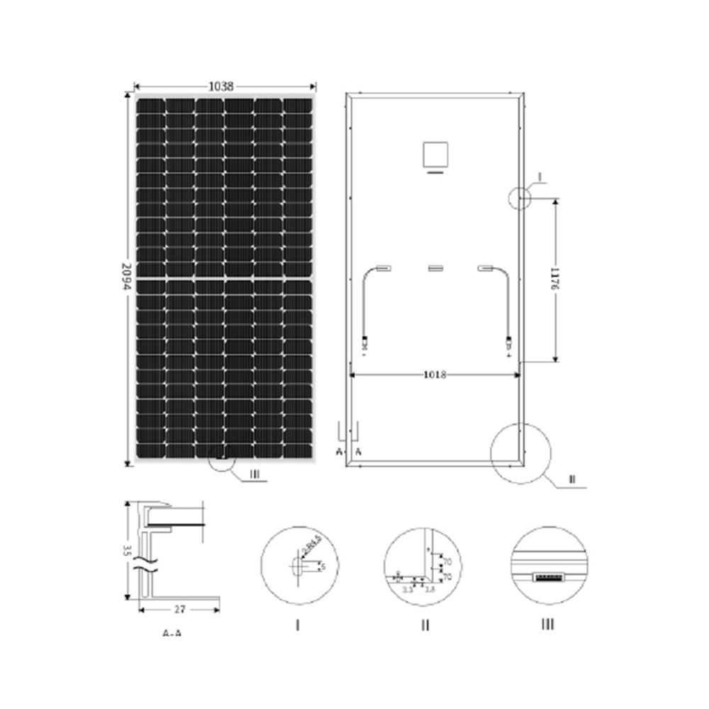 แผงโซลาร์เซลล์ MONO HALF CELL P-TYPE TRANSPOWER 450 วัตต์