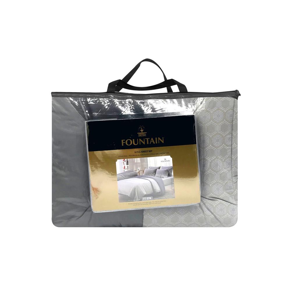 ชุดผ้าปูที่นอน 6 ฟุต 6 ชิ้น FOUNTAIN PRINTED 70209-FT074