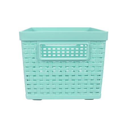 ตะกร้าพลาสติกลายหวาย KECH 16x21x13.2 ซม. สีเขียว_3