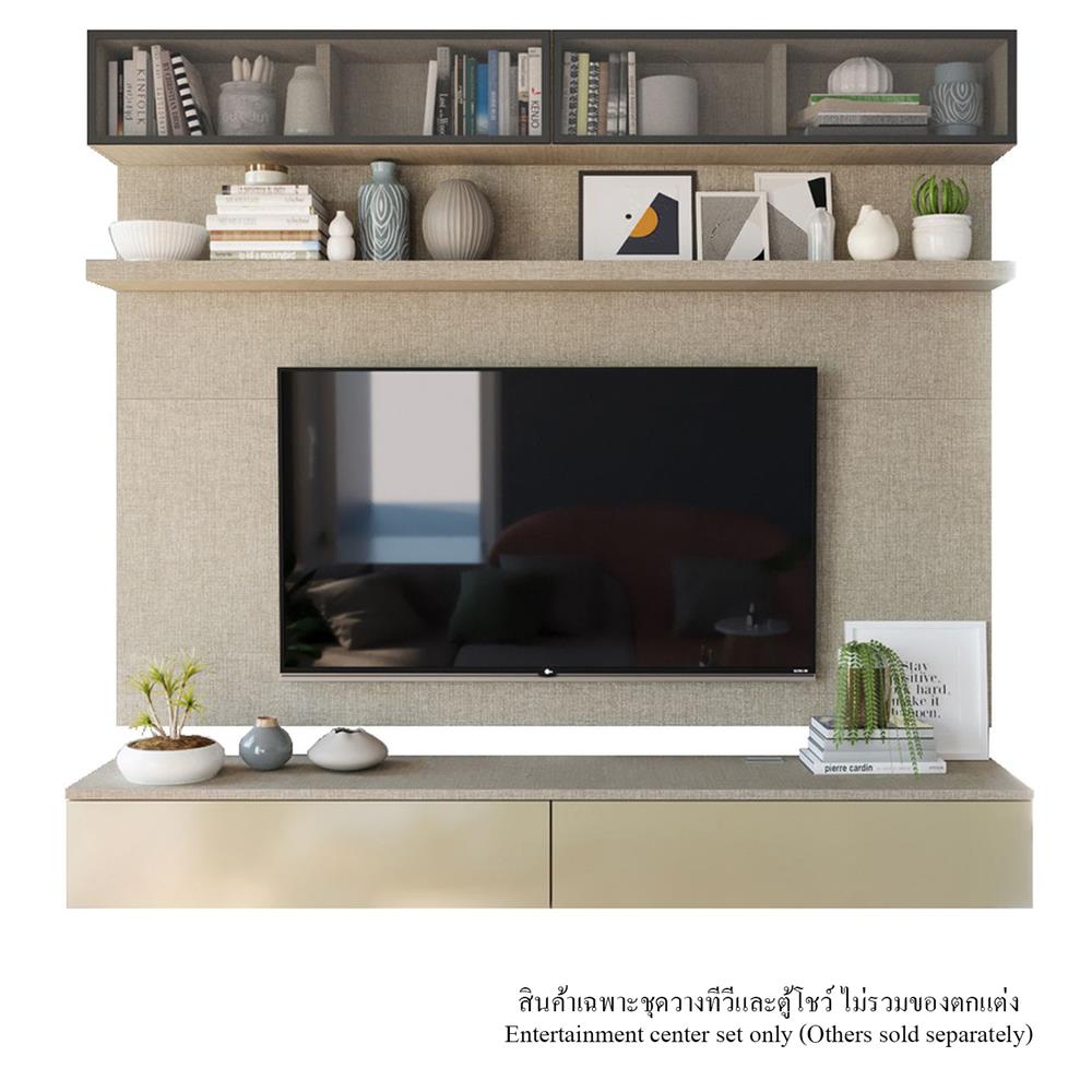 ชุดวางทีวีและตู้โชว์ SB BUILT IN INFINITY 240 ซม. สี HG TTR/กระจกใส