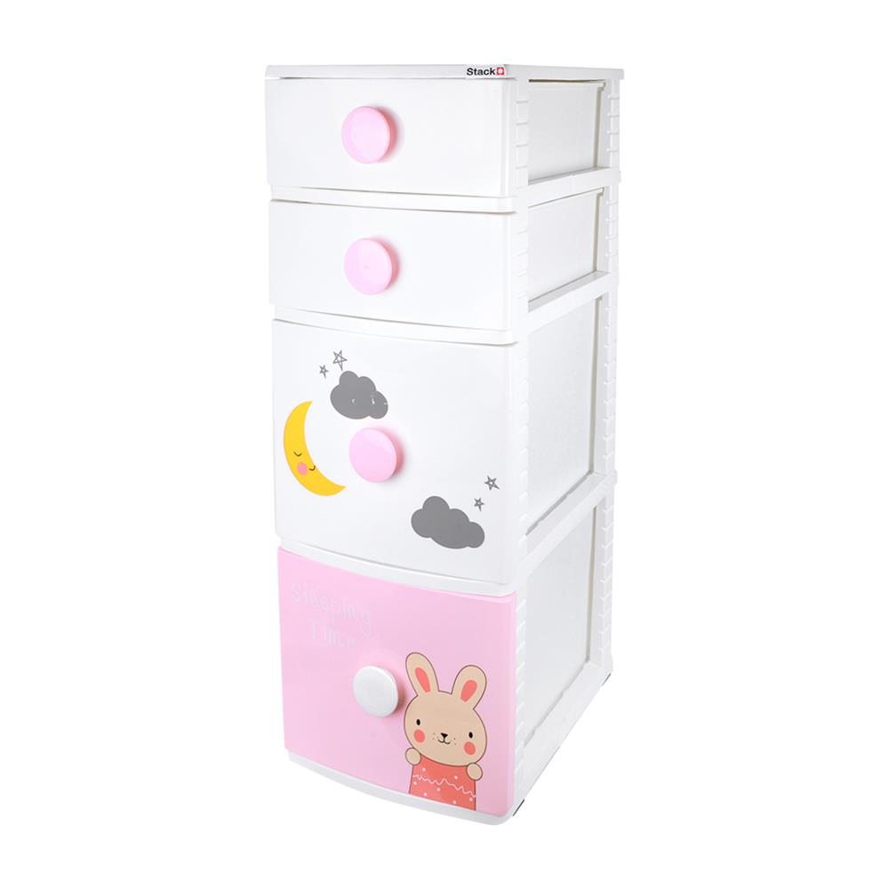 ตู้ลิ้นชัก 4 ชั้น STACKO B42 TINY 42X47X112 ซม. สีชมพู/ขาว_0