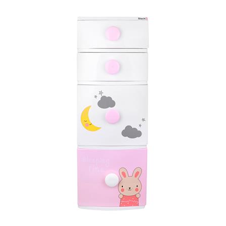 ตู้ลิ้นชัก 4 ชั้น STACKO B42 TINY 42X47X112 ซม. สีชมพู/ขาว_2