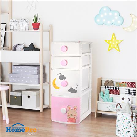 ตู้ลิ้นชัก 4 ชั้น STACKO B42 TINY 42X47X112 ซม. สีชมพู/ขาว_4