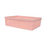 ตะกร้าพลาสติกลายหวาย KECH 18.8X26X8 ซม. สีชมพู
