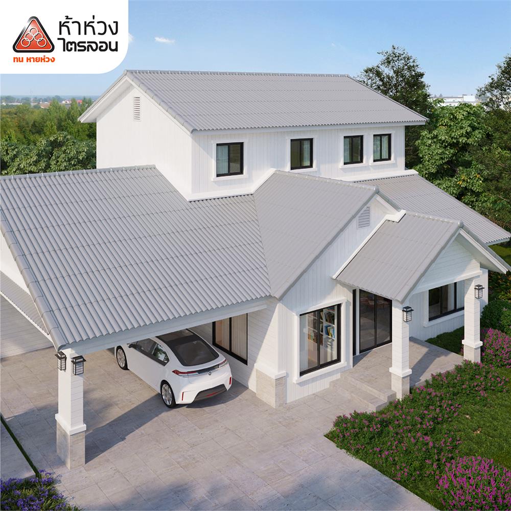 กระเบื้องหลังคา ไตรลอน ห้าห่วง คูลพลัส 0.5x50x130 ซม. สีคูลพลัส