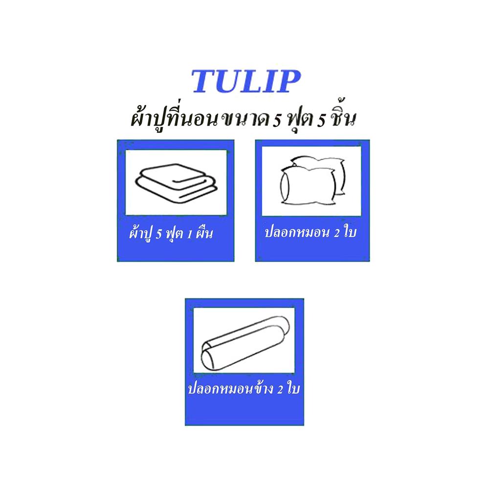 ชุดผ้าปูที่นอน 5 ฟุต 5 ชิ้น TULIP DELIGHT 60013-DL081