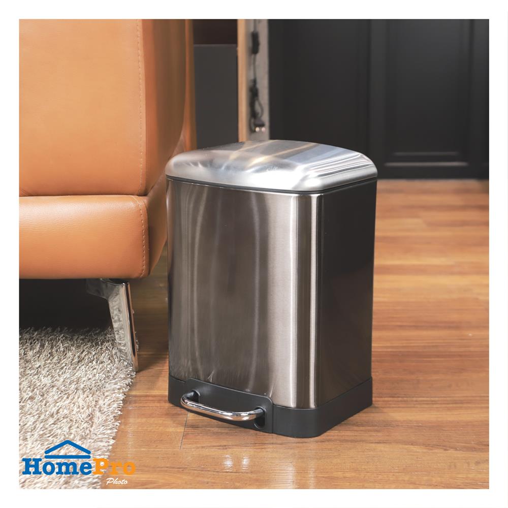 ถังขยะเหยียบเหลี่ยม ACCO GENTLE CLOSE 6 ลิตร สีเงิน