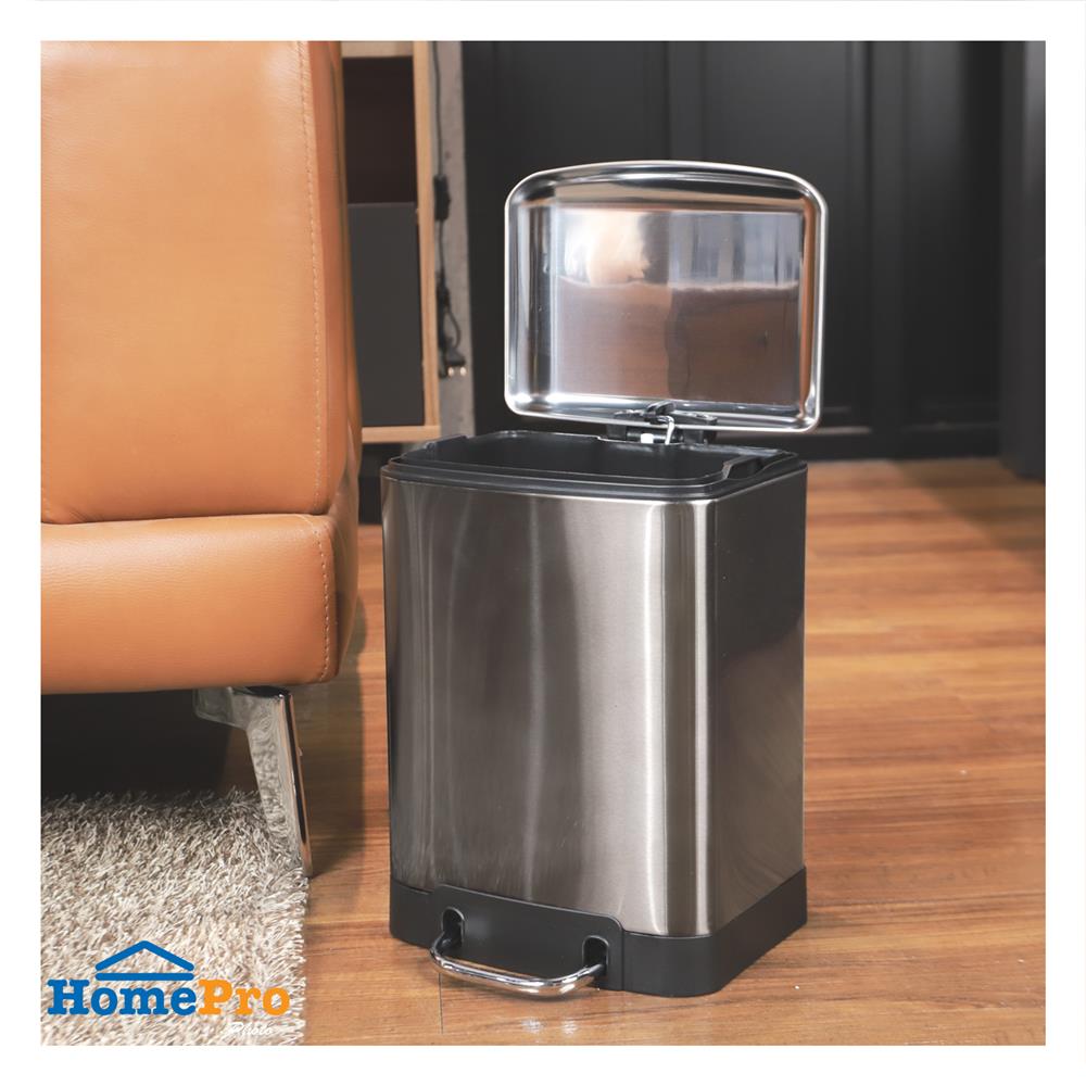 ถังขยะเหยียบเหลี่ยม ACCO GENTLE CLOSE 6 ลิตร สีเงิน