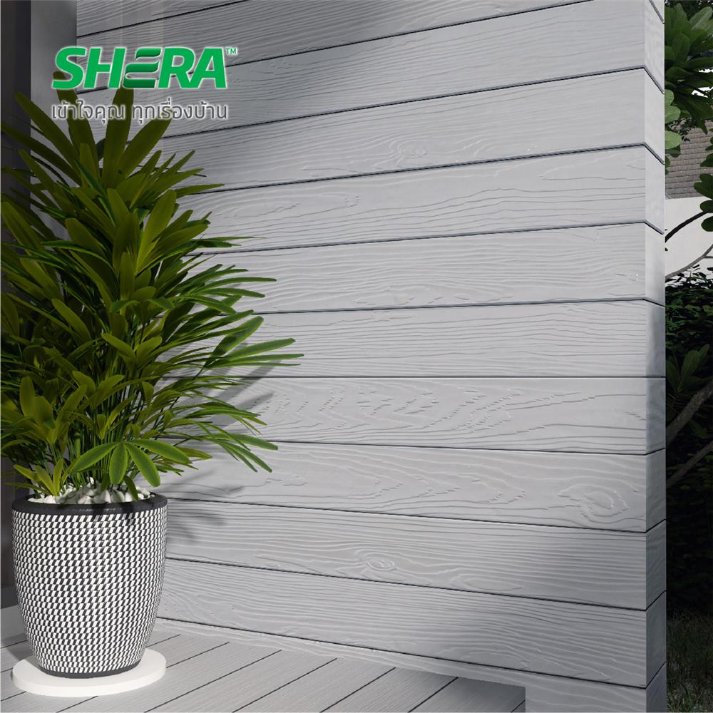 ไม้ฝา SHERA ขอบตรง ลายสัก 15X300X0.8 ซม. สีไลท์เกรย์