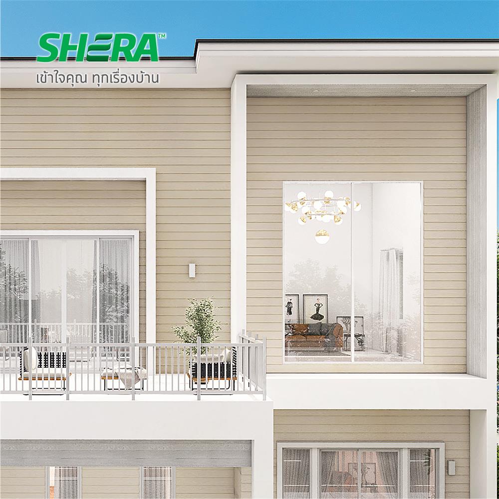 ไม้ฝา SHERA ขอบตรง ลายสัก 15X300X0.8 ซม. สีบราวน์พาสเทล